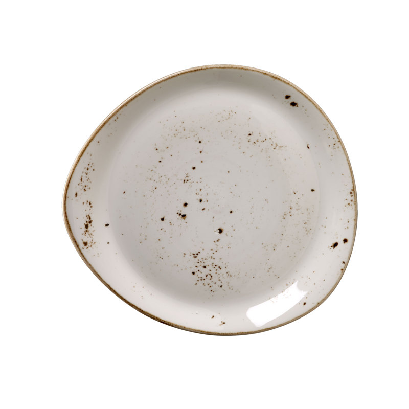 Assiette bleu artisanal, Blanc, brun