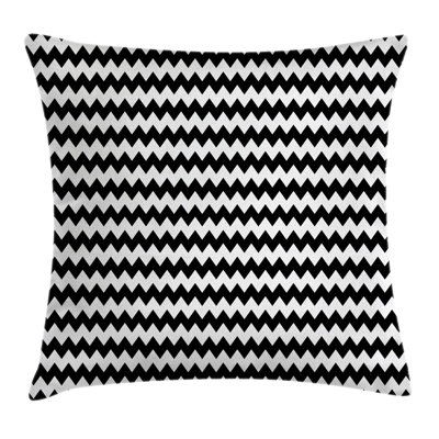Chevron Zigzags Black Square Pillow Cover