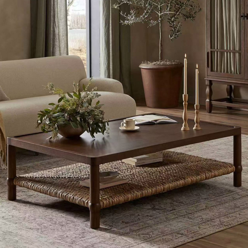 Table basse style français rétro, H 16,9 po x L 57,1 po x l 35,4 po