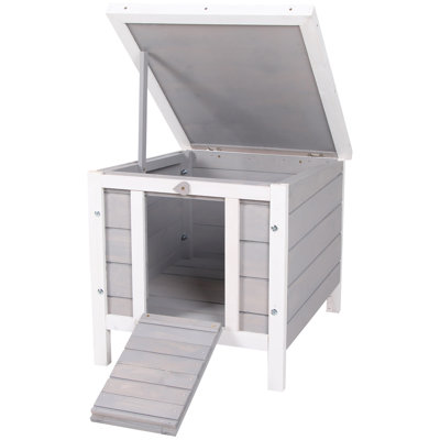 Petite cage en bois pour petit lapin / lapin / cochon d'Inde, toit ouvert et imperméable, gris