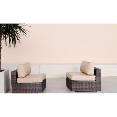 28" Wide Fully Assembled Armless Outdoor Chairs With Cushions, , Water- Fade Finish, Sophisticated Design Fabric, Sleek Look