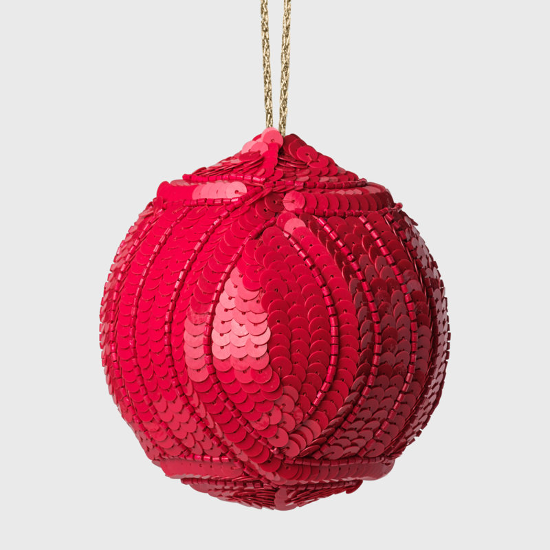 4'' Handmade Ball Ornament, Red