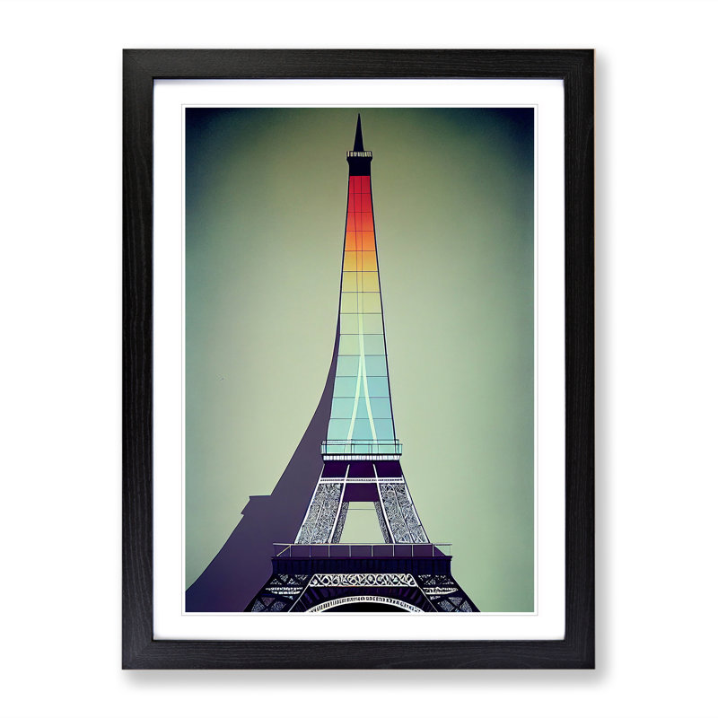 Modern Eiffel Tower - Framed Print, Black, 64cm H x 46cm W x 2cm D
