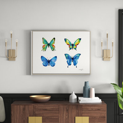 Four Butterflies 2 by Kathy Morton Stanion - Wrapped Canvas Painting