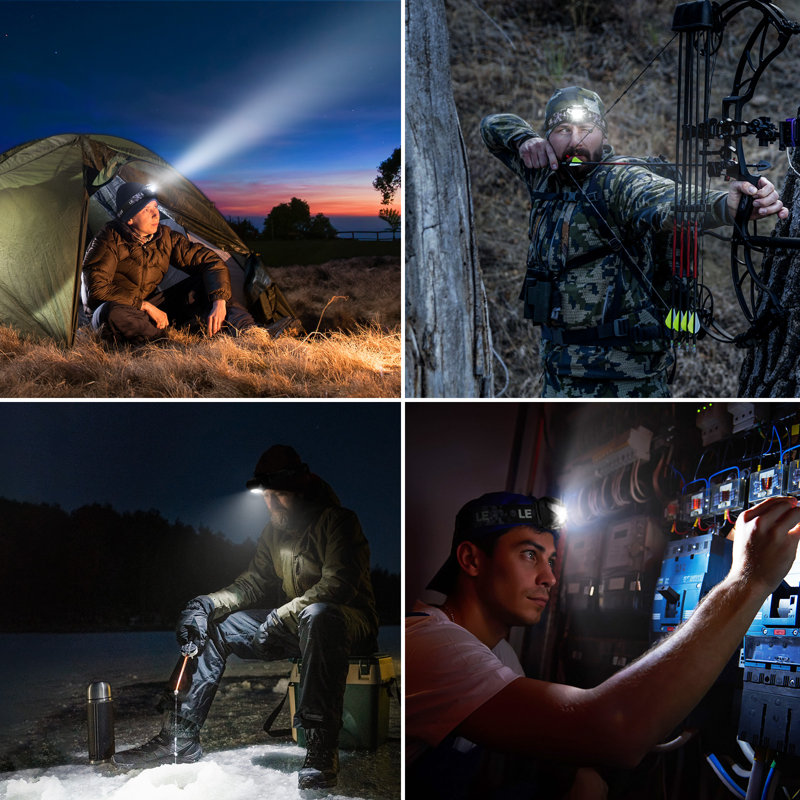 Lepro LED Headlamp Rechargeable - Super Bright Head Lamp with 5 Modes for Camping & Hiking Gear Essentials, IPX4 Waterproof Headlight Flashlight with Red Light, USB Cable Included