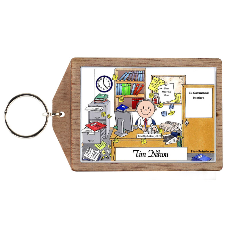 Personalized Office, Messy - Male Wooden Key Chain