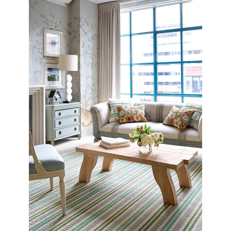 Wool Throw Square Pillow Cover, Green Striped