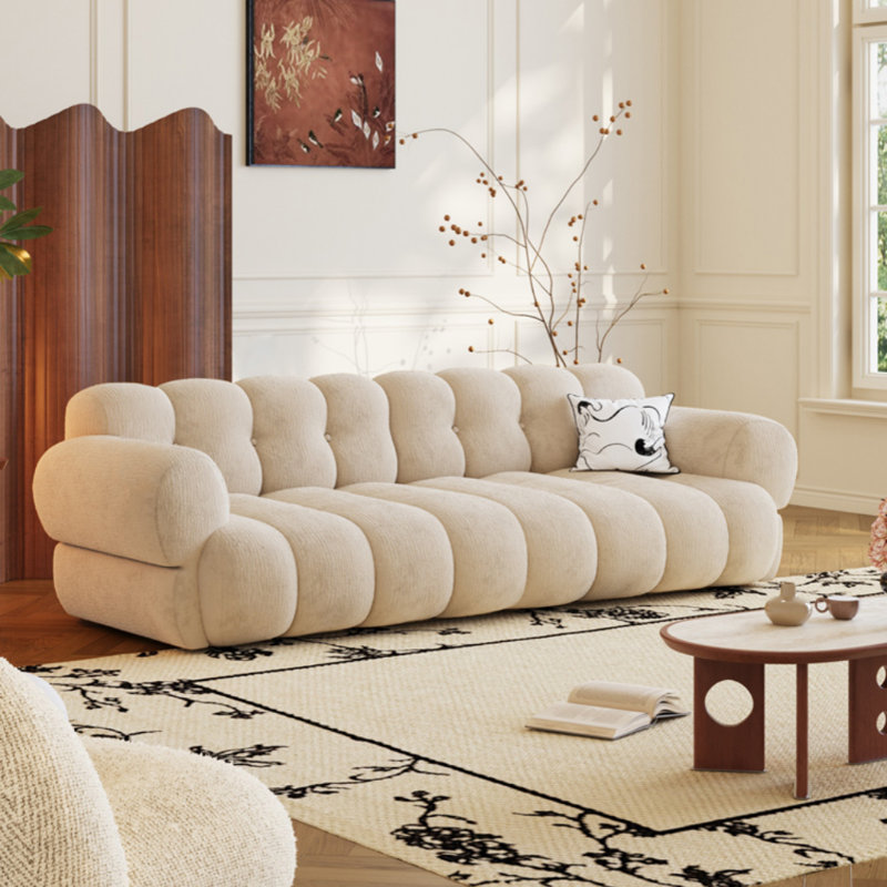 Canapé French Chenille, Blanc abricot
