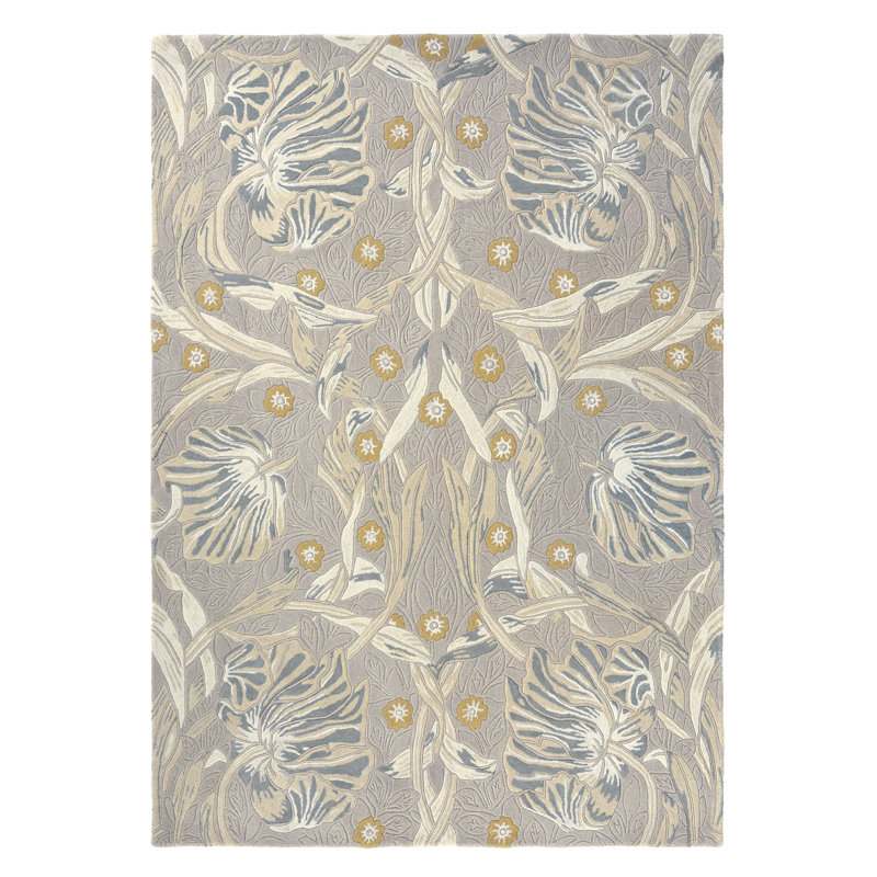 Floral Handmade Tufted Area Rug, Rectangle 5'7" x 7'10"