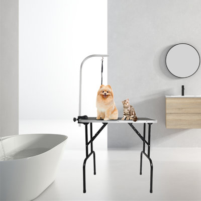 61 in. H x 32 in. W x 18 in. D Adjustable and Foldable Cat and Dog Hydraulic grooming table