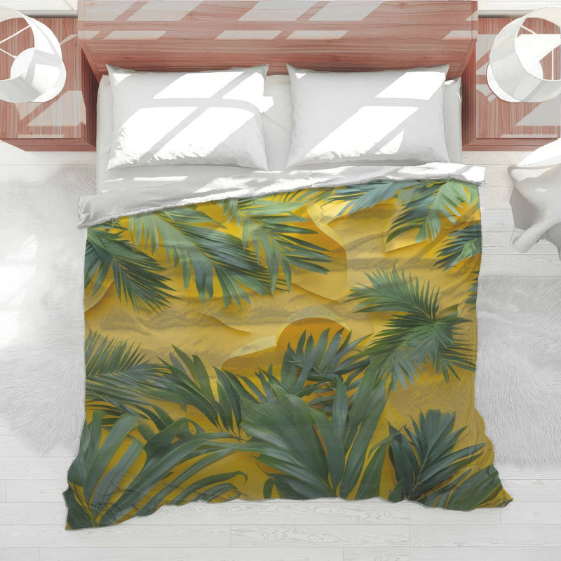 Green Palm Leaves Comforter, King