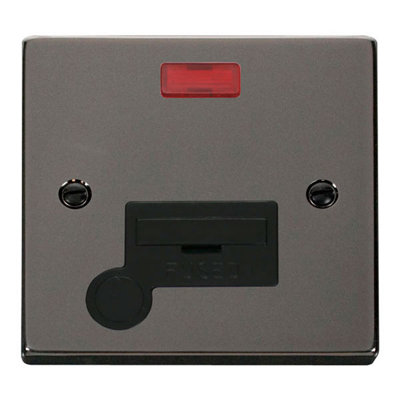 Black Nickel 13A Fused Connection Unit With Neon With Flex
