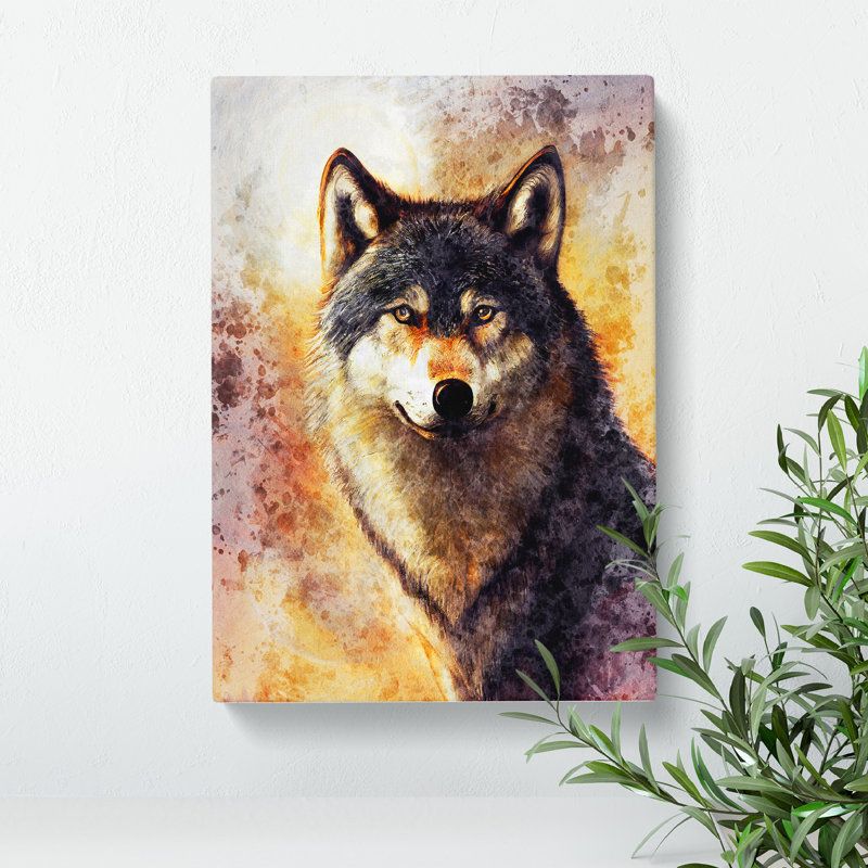 Wolf Painting No.2 - Wrapped Canvas, 50cm H x 35cm W x 3cm D