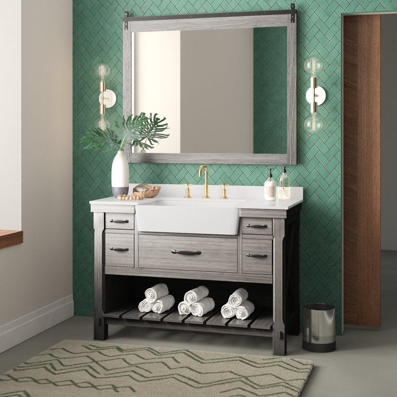 Villareal 48'' Single Bathroom Vanity with Stone Top, Classical Gray