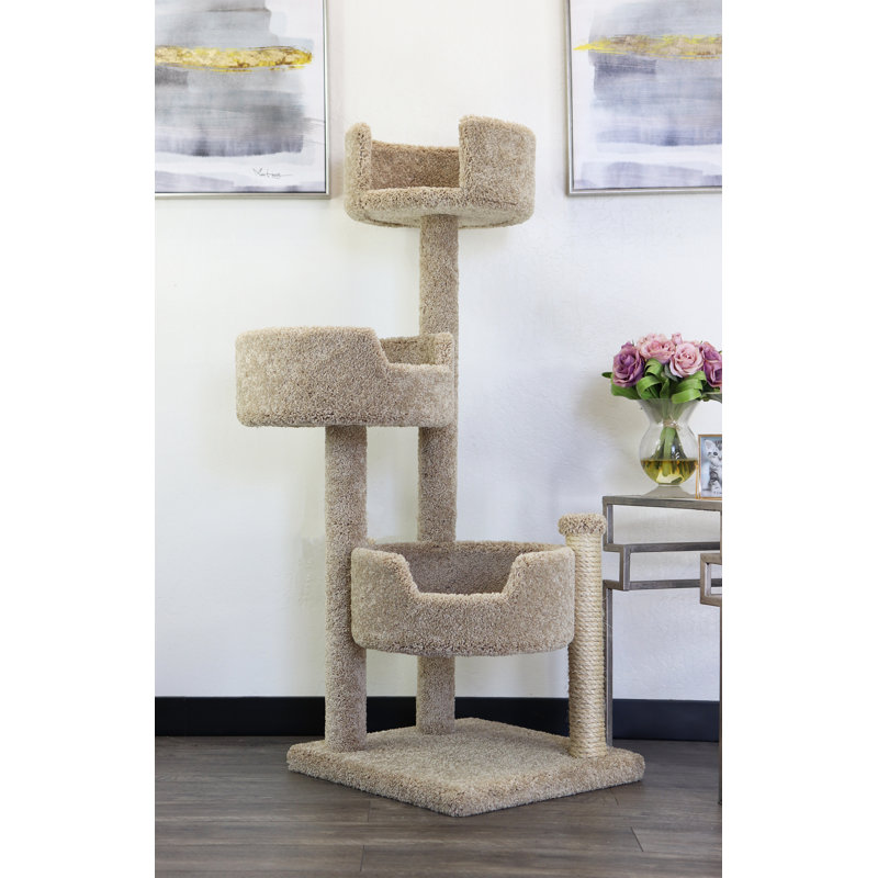 Beige 50'' Tall Sisal and Carpet Cat Tree