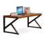 Bureau rectangulaire brun et noir en bois massif et fer-341154190