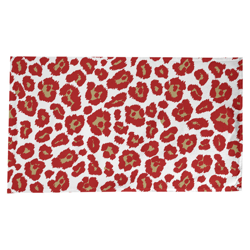 Animal Print Cotton Blend Tablecloth, 102'' x 58'', Tan