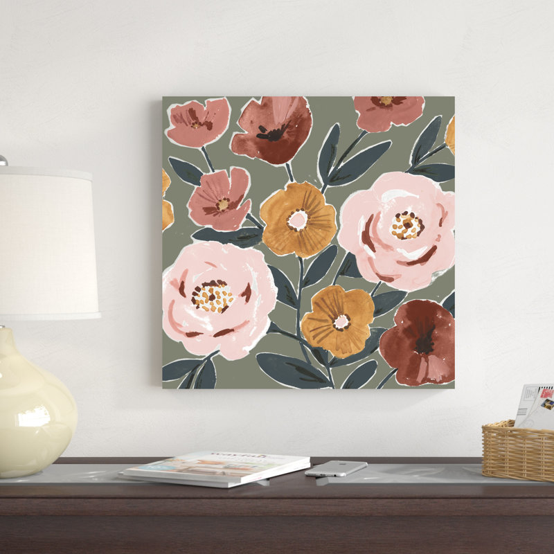«Fair Flowers I» par Victoria Borges - peinture sur toile tendue, H 20 po x l 20 po