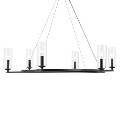 Lustre courbé moderne avec verre cylindrique transparent