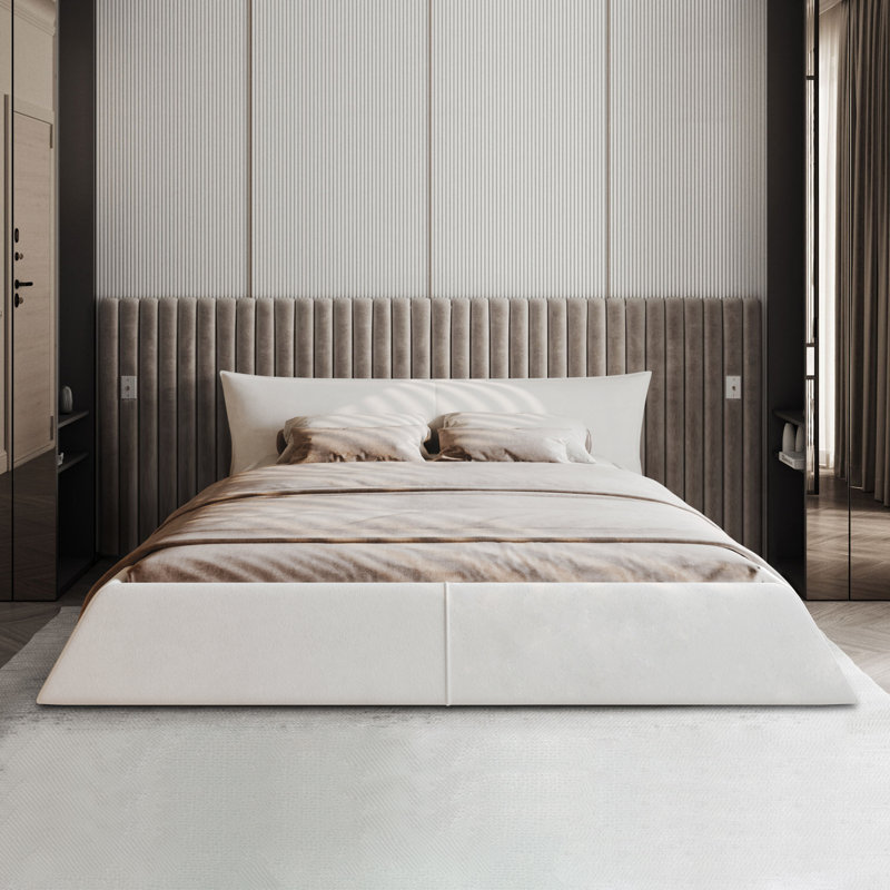 Hambeldon Upholstered Platform Bed, Cream