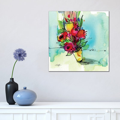 Flowers 1 Piece Wrapped Canvas Wall Art