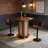 31.5" Square Rattan Bar Height Table, Compact Pub Table With Industrial Metal Footrest For Small Kitchen & Breakfast Nook