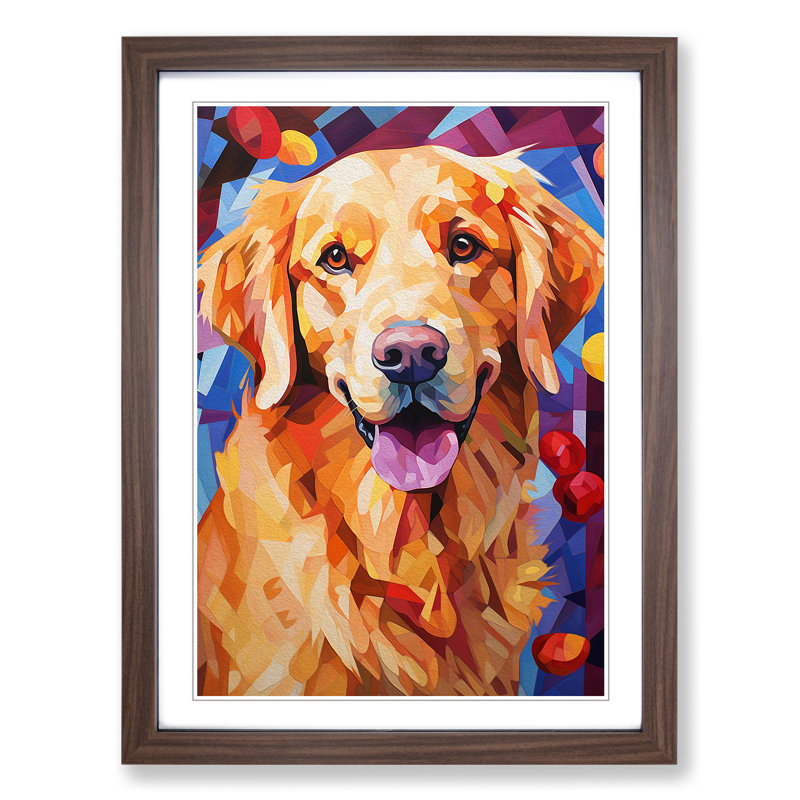 Golden Retriever Cubism - Framed Print