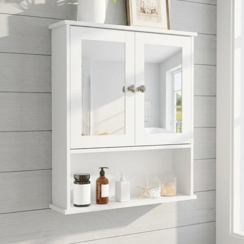 Armoire à pharmacie murale 23 "avec tablette réglable et porte miroir, armoire de rangement pour la cuisine, la buanderie ou le vestibule