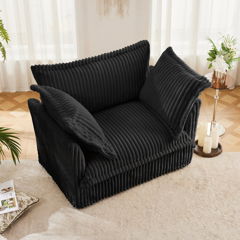Fauteuil en velours côtelé, Velours côtelé noir
