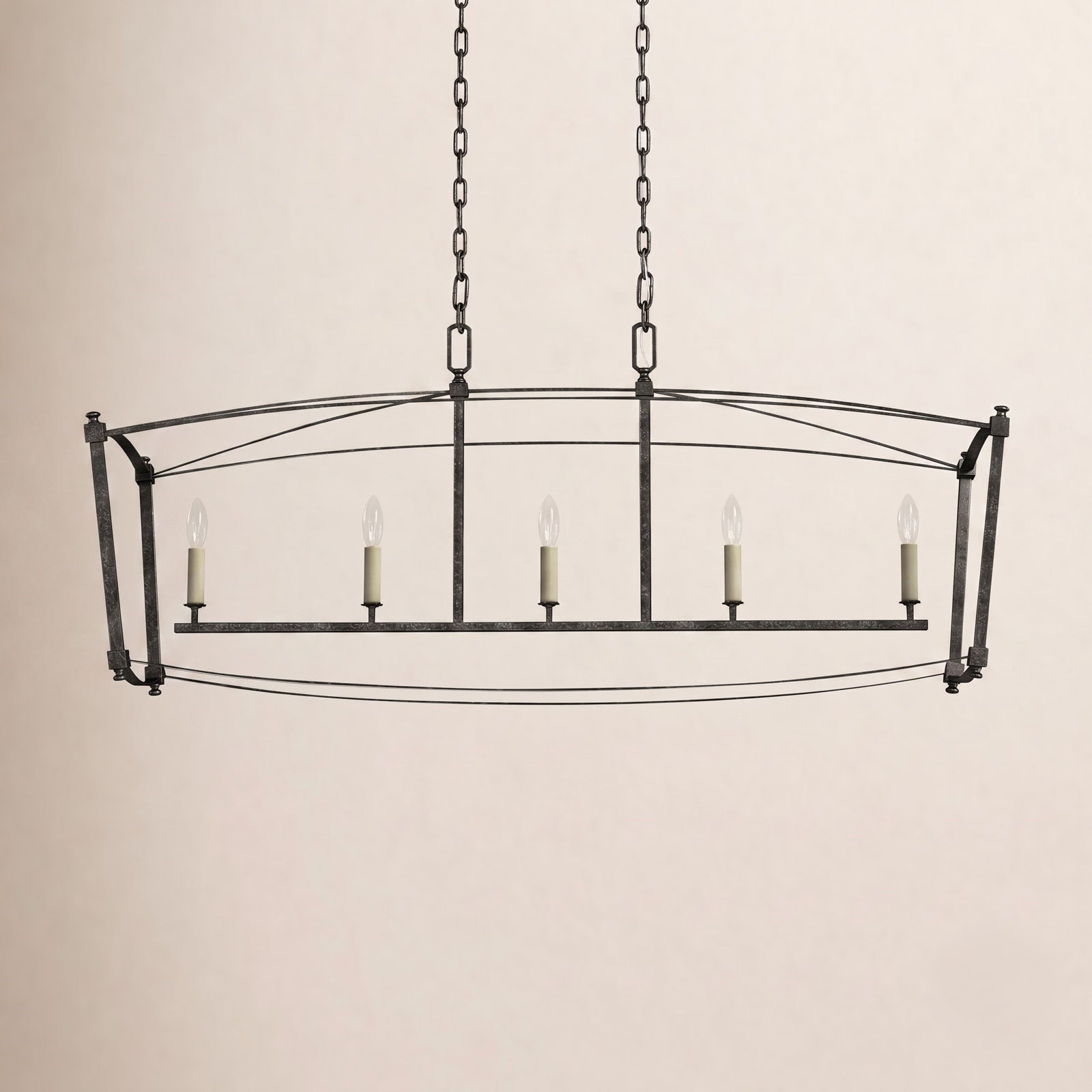 Olive Dimmable 5-Light Pendant, Smith Steel