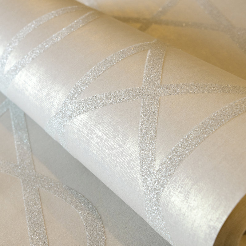 Universe Collection Saturn Glass Stone Geometric Lines Wallpaper Roll, Beige