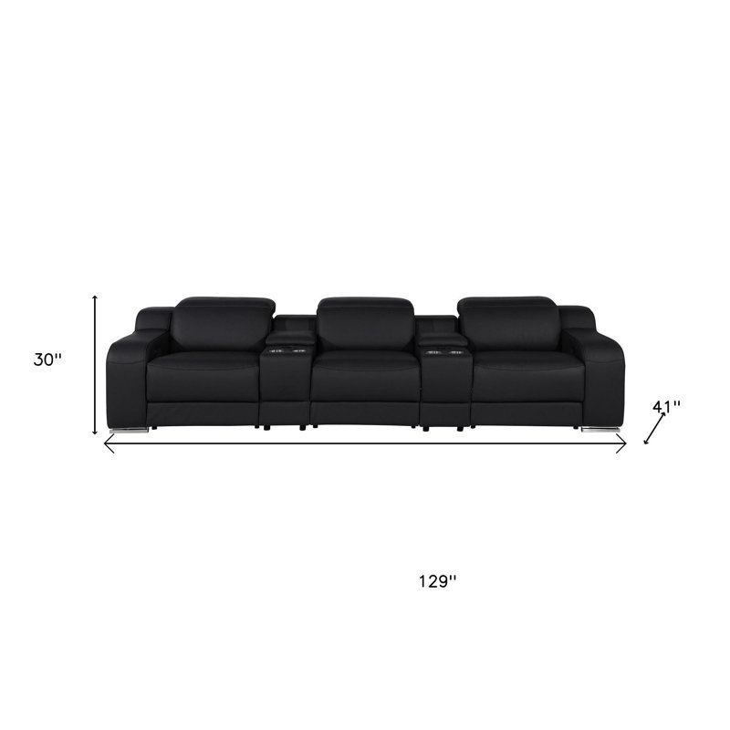 Canapé inclinable 129 po en cuir italien noir USB