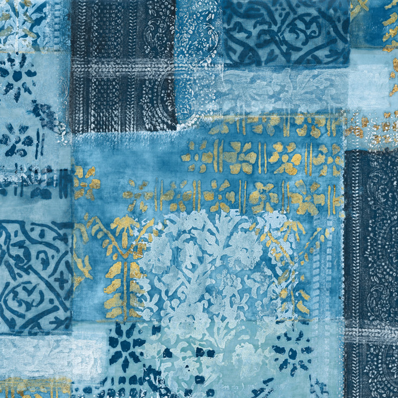 Alhambra III indigo, H 12 po x l 12 po, Toile avec cadre flottant en érable, Non