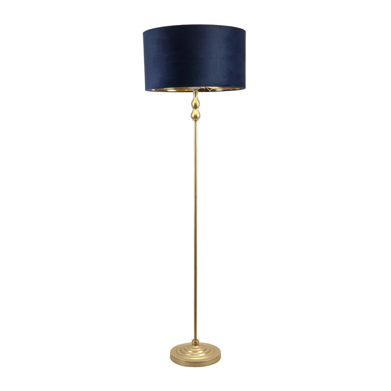 Travilah 151cm Traditional Floor Lamp, Brushed, No, Blue/Gold