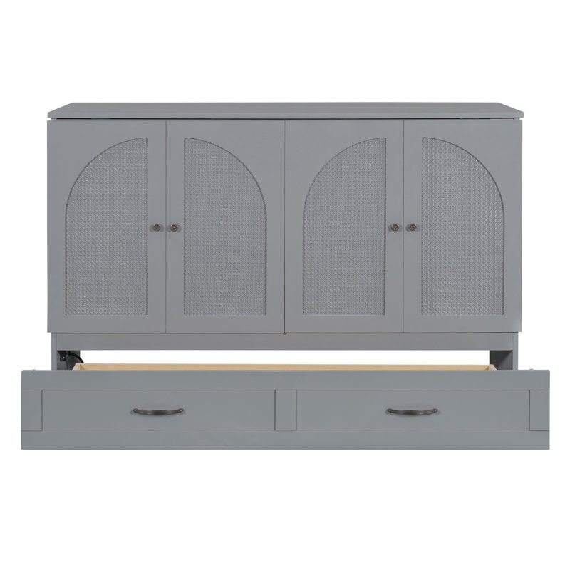 Grand lit escamotable grand avec grands tiroirs, gris (ANCIEN SKU: N708S00010), Gris