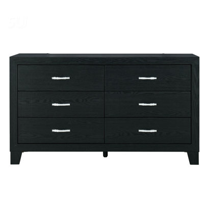 ROBINET CARLOS NOIR avec quincaillerie glamour, 6 tiroirs pour un rangement spacieux et un design élégant