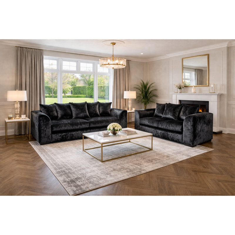 5 Seater Velvet Sofa, Black
