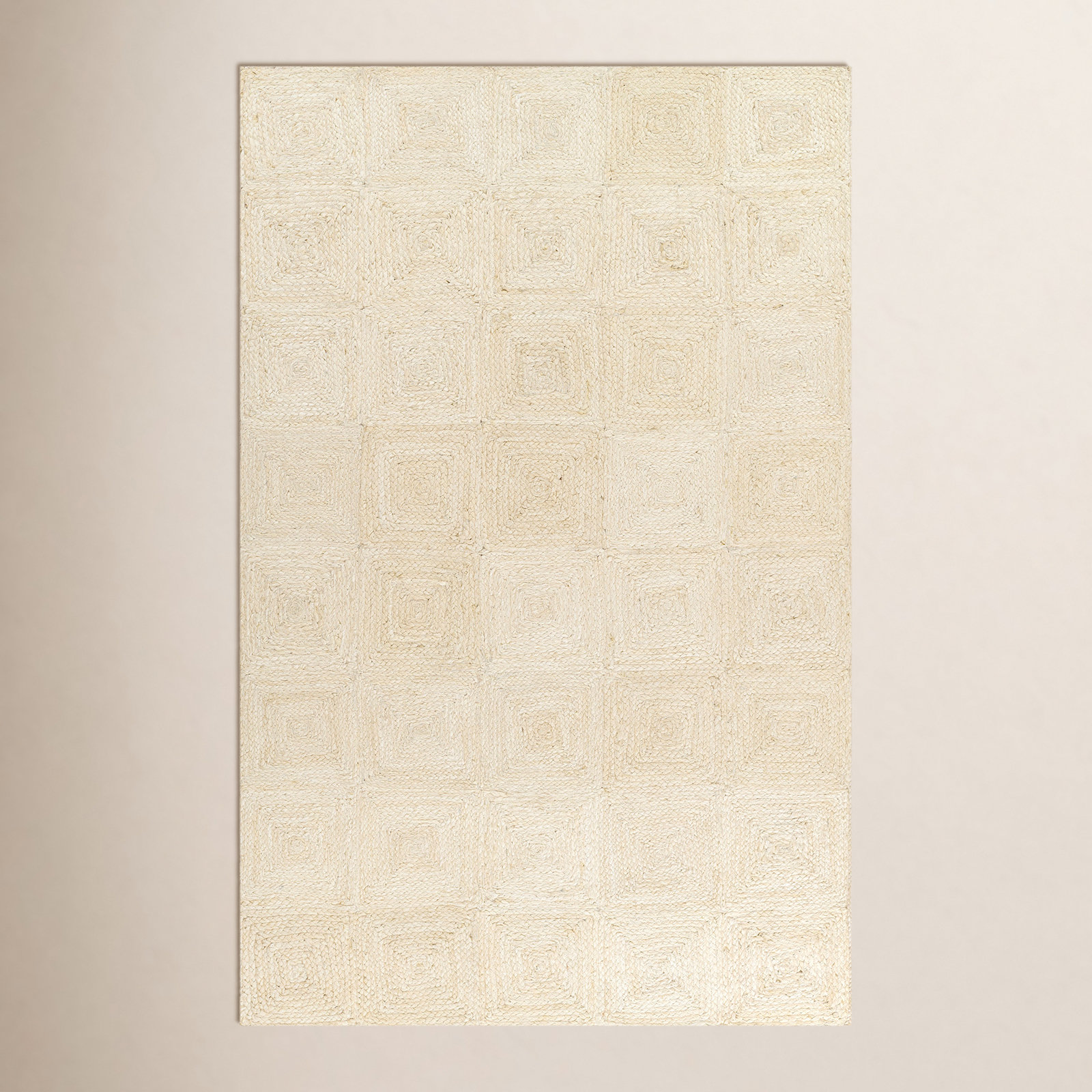 Mykonos Ivory Hand-Woven Geometric Jute Rug, Rectangle 5' x 7'6"