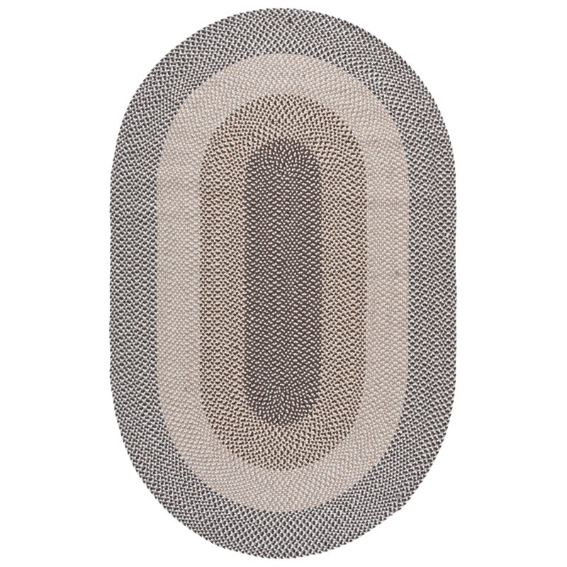 Tapis en laine tressée à la main, Ovale 3 pi x 5 pi