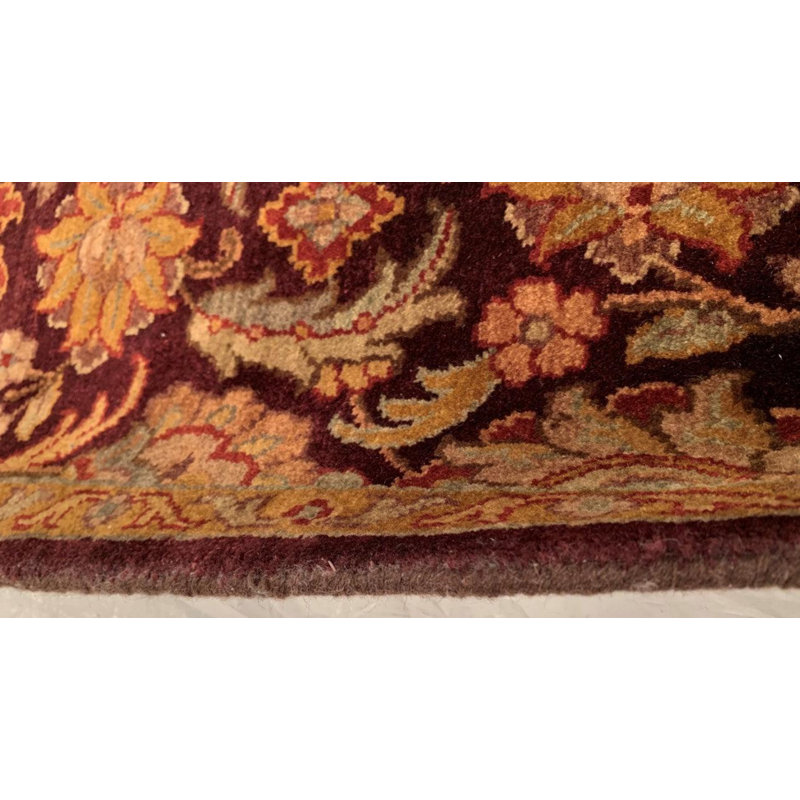 Wool Floral Area Rug in Red