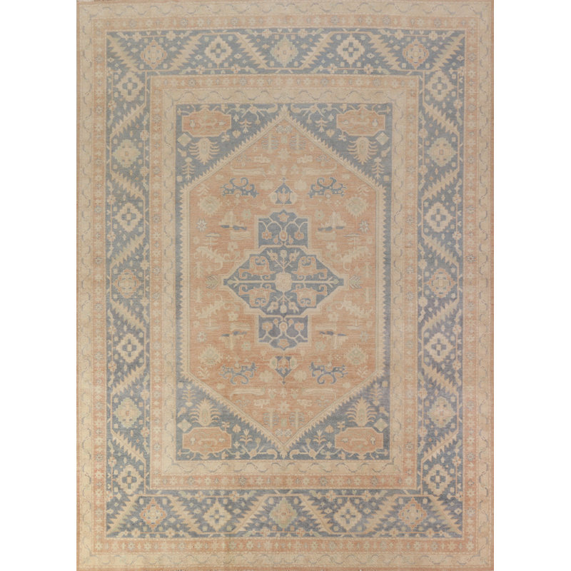 Vegetable Dye Geometric Oushak Oriental Area Rug 9x12