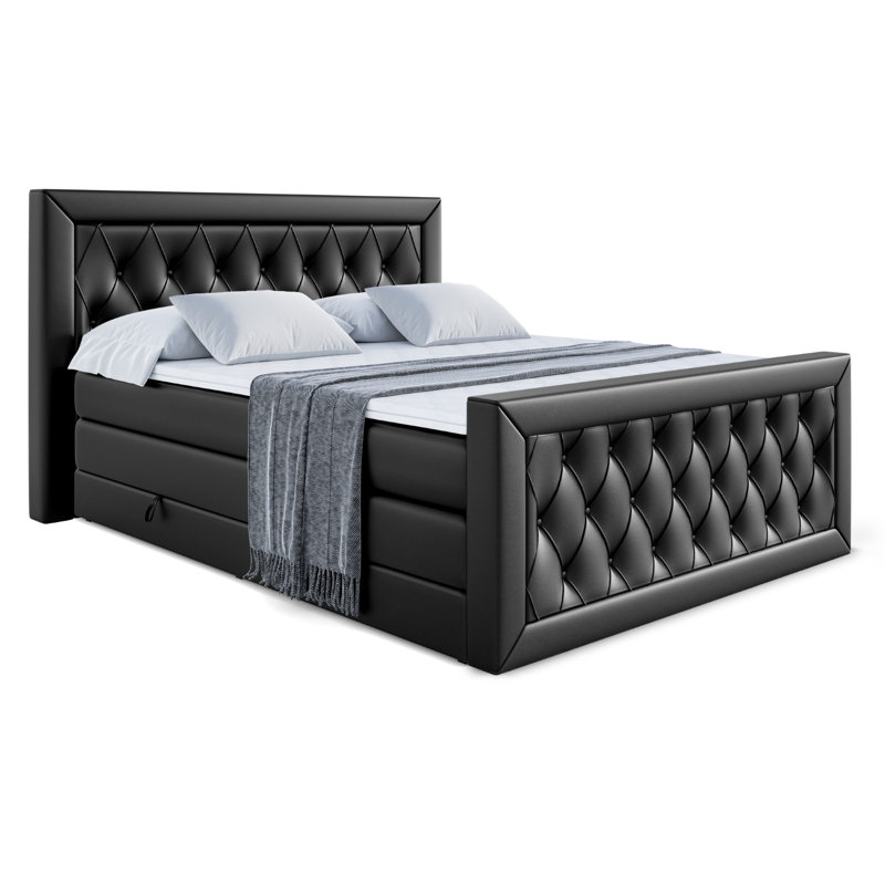 Falk Bed with Mattress, Black, 120cm W x 200cm D