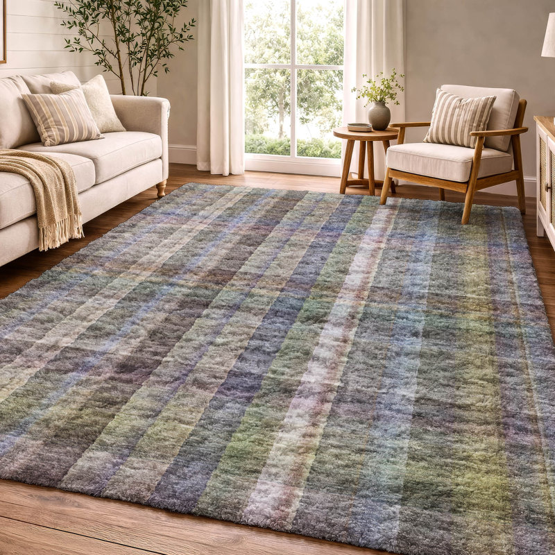 Tapis à poil long de qualité supérieure lavable à la machine ADS534, Étain, 3 pi x 5 pi