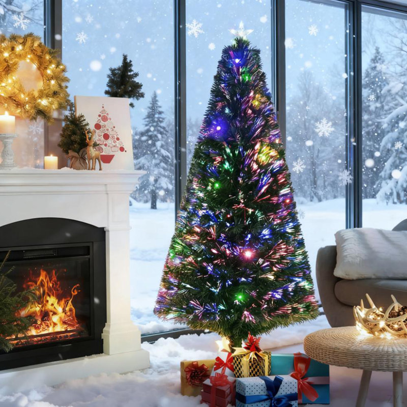Sapin de Noël artificiel illuminé 6 pi avec branches réalistes