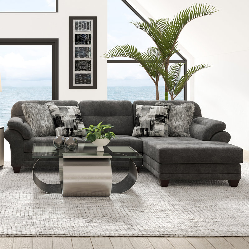 Dabriel 125" Wide Right Hand Facing Modular Sofa & Chaise, Gray