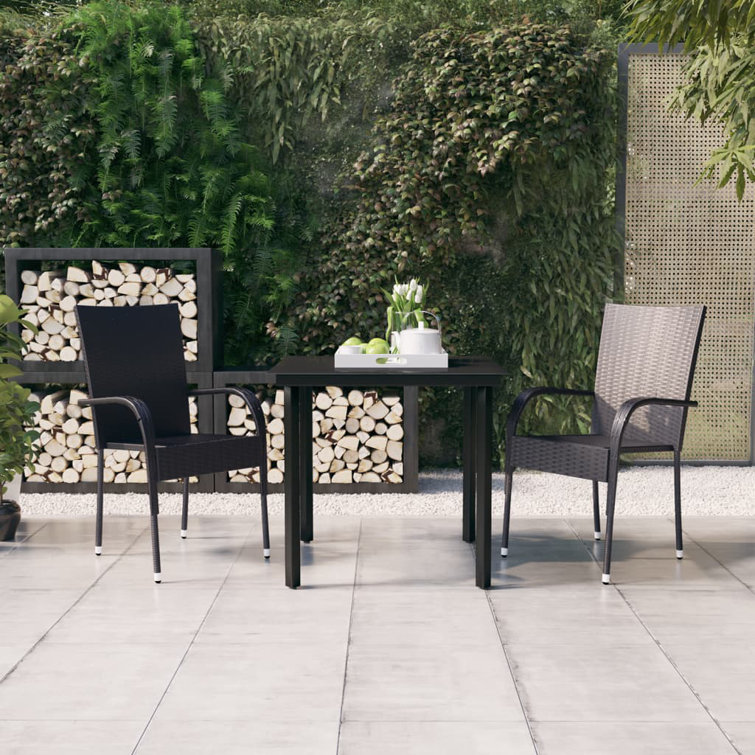 Aaronarthur 2 - Person Wicker Patio Dining Set with Square Table