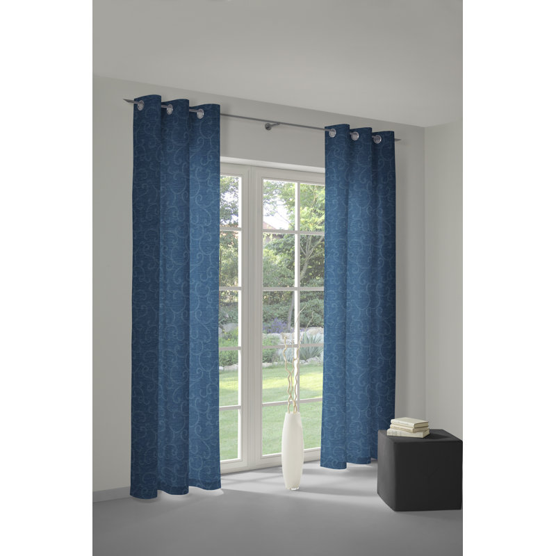 Siglerville Eyelet Curtain Single Panel, opaque, 132 W x 225 D cm, Blue