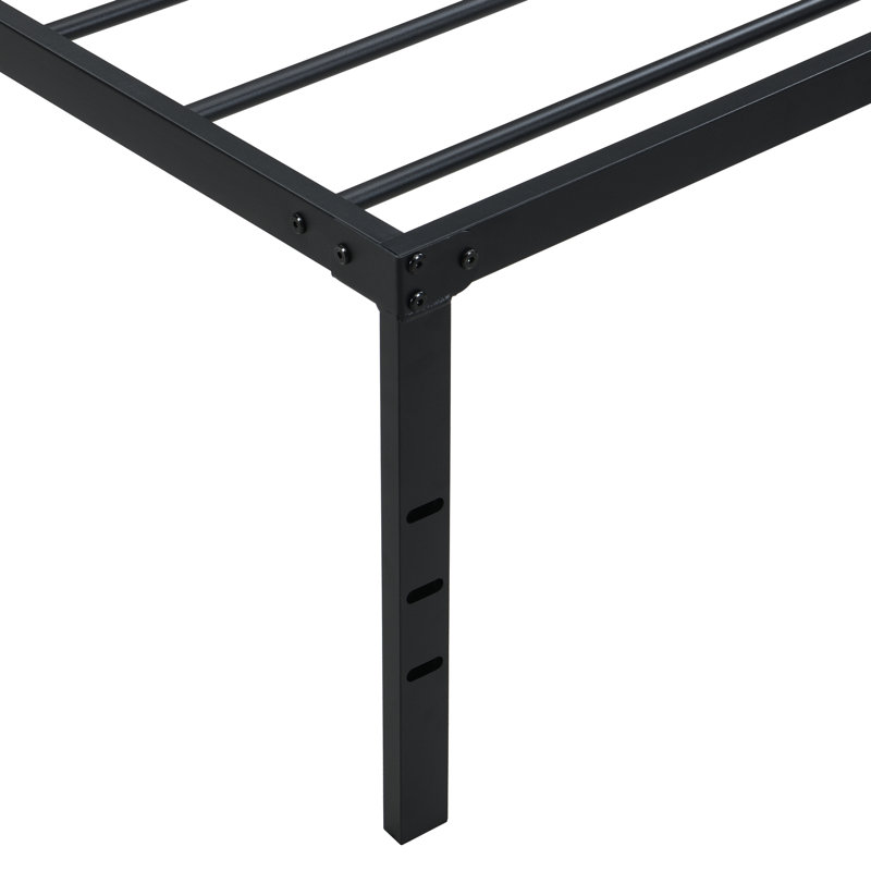 Heavy Duty Twin Size Black Metal Bed Frame With Fast And Easy Assembly, No Squeak, 750 - Pound Static Holding, Reinforced Mattress Support By Steel, Storage Underneath Bed, Part Connection Holes,