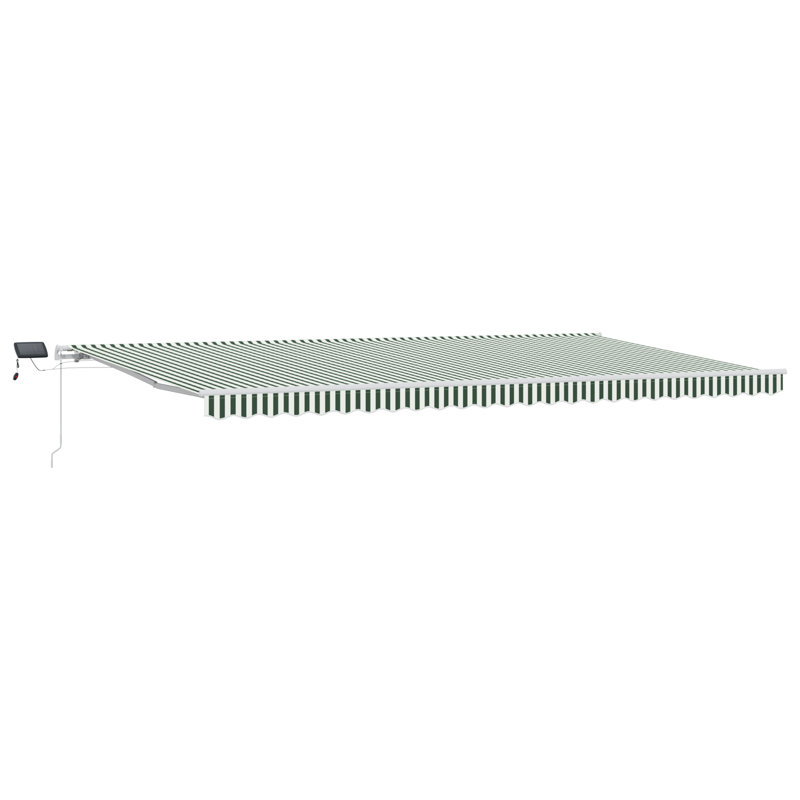 Brayden Studio Retractable Patio Awning, Green/White Striped, 600 cm W x 300 cm D