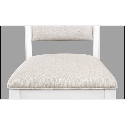 Ensemble de 2 chaises d'appoint à hauteur de comptoir de style campagnard avec siège et dossier rembourrés de couleur crème, fabrication en bois durable